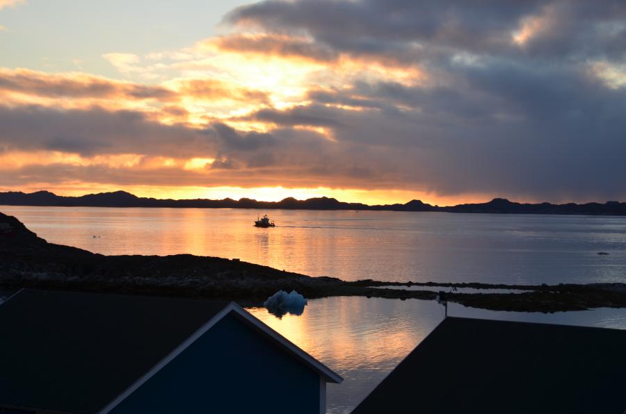 Solnedgang den 1. oktober Nuuk