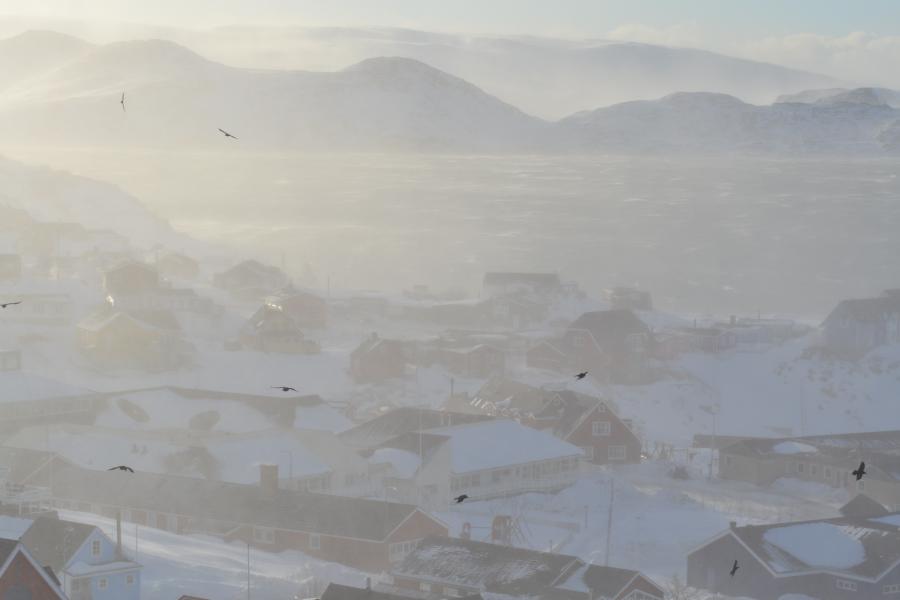 Temmelig meget nordenvind i Qaqortoq i lørdags