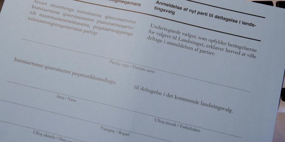 Inatsisartunut qinersinermi partiip peqataatinneqarnissaanut nalunaarutigineqarnera